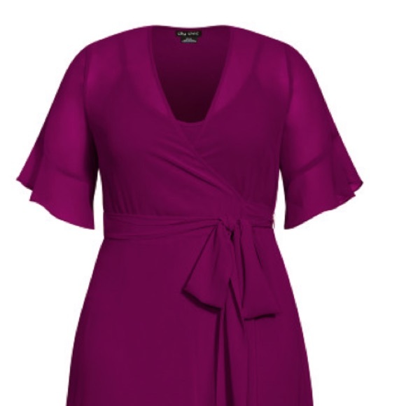 NEW City Chic flutter sleeve wrap maxi dress 16W - Picture 7 of 10